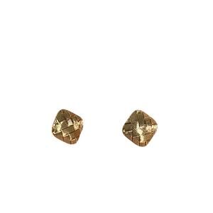 Square Gold Earrings Geometric Basked Weave Design